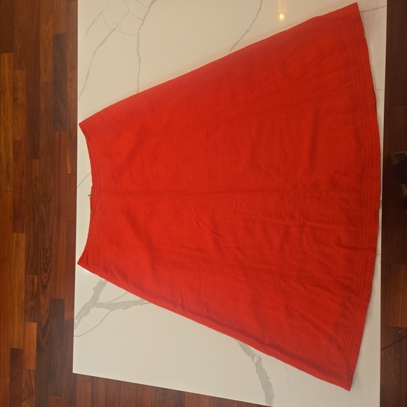 Ashley Stewart Linen Blend Lined Festive Holiday Red Maxi A-Line Skirt Womens 18 - Picture 7 of 10